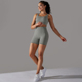 Cross-border European and American seamless knitted solid color polka dot high-elastic tight-fitting breathable yoga outfit set for running and fitness two-piece set