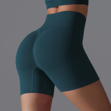 European and American cross-border seamless solid color yoga shorts, tight-fitting running and fitness yoga wear, high-waisted butt-lifting peach-shaped sports pants