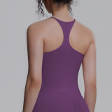 New cross-border double-sided nylon solid color racerback breathable tight-fitting tank top for sports, running, fitness, and yoga