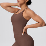 Cross-border European and American solid color tight-fitting high-elastic racerback sports bra for running, fitness, and yoga for women