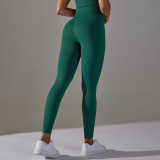 New European and American style seamless knit high-waisted tummy control yoga pants with a butt-lifting effect for sports, running, and fitness