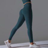 European and American cross-border seamless solid color peach-colored sports pants, tight-fitting running and fitness yoga wear, high-waisted butt-lifting yoga pants for women