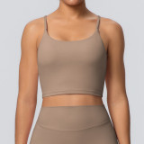 New cross-border yoga top sports bra with chest pads, thin straps, beautiful back design, running fitness tank top, yoga camisole