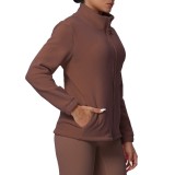 New cross-border solid color fleece-lined pocket stand-up collar zip-up casual sports jacket for running, fitness, and yoga for women
