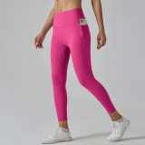 High-waisted seamless yoga pants for women, quick-dry, tight-fitting with pockets, running and fitness pants, butt-lifting sports yoga wear