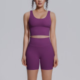 New cross-border solid color tight-fitting yoga high-elasticity beautiful back shockproof breathable sports running fitness yoga outfit for women