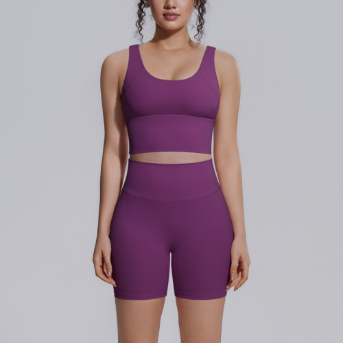 New cross-border solid color tight-fitting yoga high-elasticity beautiful back shockproof breathable sports running fitness yoga outfit for women