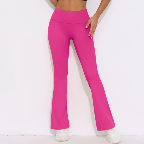 New cross-border breathable brushed high-waisted elastic butt-lifting casual wide-leg cropped pants for running, fitness, and yoga