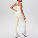New cross-border brushed fabric tight-fitting racerback pocket yoga outfit set for sports, running, and fitness two-piece set