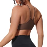 New cross-border solid color double-sided nylon tight-fitting push-up sports bra with beautiful back design for running, fitness, and yoga for women