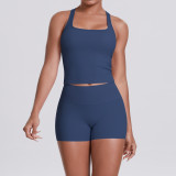New cross-border double-sided brushed solid color tight-fitting racerback sports bra running fitness yoga outfit for women