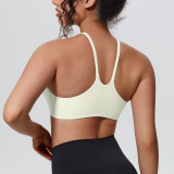 New cross-border solid color double-sided nylon tight-fitting push-up sports bra with beautiful back design for running, fitness, and yoga for women