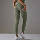 New European and American style seamless knit high-waisted tummy control yoga pants with a butt-lifting effect for sports, running, and fitness