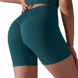 Cross-border European and American seamless solid color high-waisted butt-lifting tight high-elastic yoga shorts for women for sports, running, and fitness