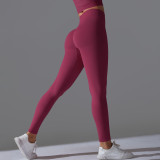 European and American cross-border seamless solid color peach-colored sports pants, tight-fitting running and fitness yoga wear, high-waisted butt-lifting yoga pants for women