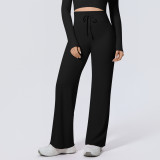 New cross-border double-sided nylon high-waisted stretchy loose casual wide-leg cropped pants for running, fitness, and yoga