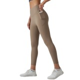 High-waisted seamless yoga pants for women, quick-dry, tight-fitting with pockets, running and fitness pants, butt-lifting sports yoga wear