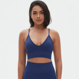 New cross-border European and American seamless solid color camisole bra, sexy backless sports underwear for running, fitness, and yoga