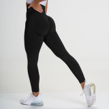 European and American internet celebrity seamless knitted crescent-shaped butt-lifting moisture-wicking yoga pants, sports fitness pants, sexy butt-enhancing women's pants