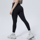 New cross-border European and American solid color double-sided nylon seamless cross-waist tight yoga pants for sports, running, and fitness