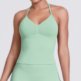 Cross-border seamless knitted solid color sexy backless tank top for running, fitness, and yoga for women