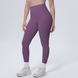 New cross-border thin ice-feel skin-friendly breathable double-sided nylon solid color yoga pants for women for sports, running, and fitness