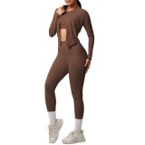 European and American cloud-feel yoga short-sleeve high-waisted fitness pants slim-fit butt-lifting running fitness wear sports yoga three-piece set