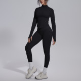 New cross-border seamless solid color breathable butt-lifting tight-fitting yoga outfit set for sports, running, and fitness