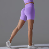 European and American cross-border seamless solid color yoga shorts, tight-fitting running and fitness yoga wear, high-waisted butt-lifting peach-shaped sports pants
