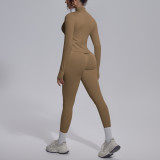 New cross-border seamless solid color tight-fitting high-elastic breathable three-piece sports running fitness yoga outfit set
