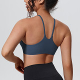 New cross-border solid color double-sided nylon tight-fitting push-up sports bra with beautiful back design for running, fitness, and yoga for women