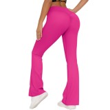 New cross-border breathable brushed high-waisted elastic butt-lifting casual wide-leg cropped pants for running, fitness, and yoga