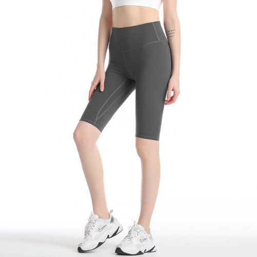 Clearance ulu double-sided brushed high-elasticity naked-feel fitness pants high-waisted peach butt tight yoga shorts for women