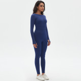 Cross-border European and American seamless knitted solid color tight-fitting high-elastic yoga outfit set, sports running fitness two-piece set for women