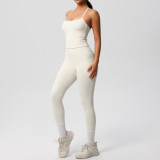 Cross-border European and American tight-fitting yoga fleece vest sports casual outdoor running fitness yoga two-piece set for women