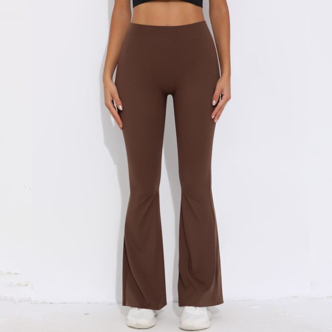 Custom-made brushed V-waist high-waisted butt-lifting loose casual wide-leg cropped pants for running, fitness, and yoga