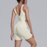 New cross-border solid color tight-fitting yoga high-elasticity beautiful back shockproof breathable sports running fitness yoga outfit for women