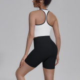Cross-border solid color double-sided nylon tight-fitting breathable yoga outfit set for women, suitable for training, sports, running, and fitness