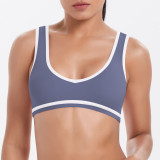 New cross-border color-blocking cross-fit brushed high-elastic yoga outfit set for running, fitness, and breathable training, five-piece set