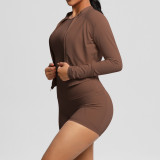 European and American cross-border cloud-feel brushed long-sleeve sports zip-up jacket, running butt-lifting fitness yoga three-piece set for women