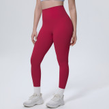 New cross-border thin ice-feel skin-friendly breathable double-sided nylon solid color yoga pants for women for sports, running, and fitness