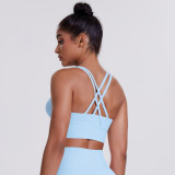 Cross-border cloud-feel brushed cross-back sports bra, casual running shockproof fitness tank top, yoga wear for women