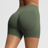European and American seamless three-section waist fitness shorts for women, high-waisted peach butt-lifting sports shorts, tight-fitting quick-dry yoga shorts