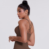 Cross-border cloud-feel brushed cross-back sports bra, casual running shockproof fitness tank top, yoga wear for women