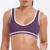 New cross-border color-blocking cross-fit brushed high-elastic yoga outfit set for running, fitness, and breathable training, five-piece set