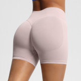 European and American seamless three-section waist fitness shorts for women, high-waisted peach butt-lifting sports shorts, tight-fitting quick-dry yoga shorts
