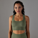 New seamless knitted dot-cross back breathable push-up yoga tank top sports running fitness bra