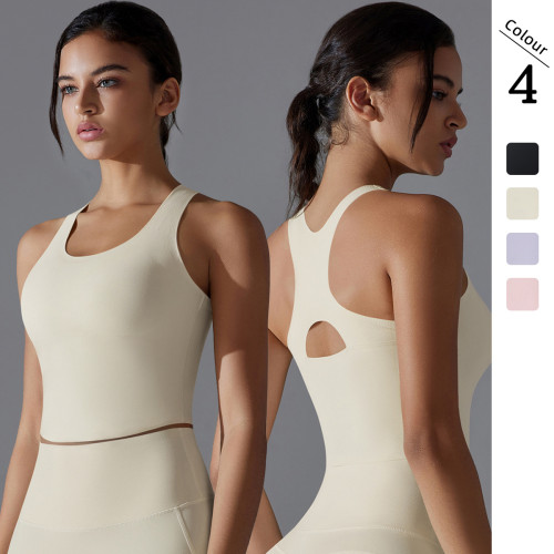 New cross-border seamless mid-length sports bra with beautiful back design for running, fitness, and yoga