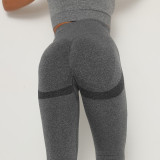 Peach-colored trendy European and American seamless yoga pants, butt-lifting, breathable yoga wear, tight-fitting high-waisted sports leggings for women