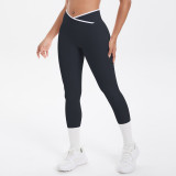 New cross-border color-blocking cross-fit brushed high-elastic yoga outfit set for running, fitness, and breathable training, five-piece set